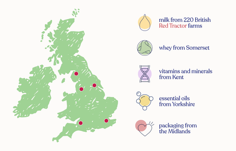 Kendamil map of suppliers.